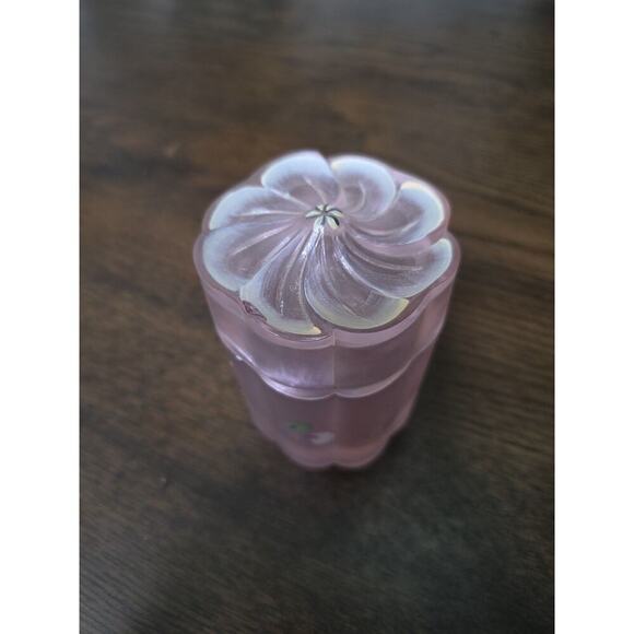 Fenton 3.5" Pink Satin Trinket Box Floral Design Handpainted In USA - Picture 7 of 16